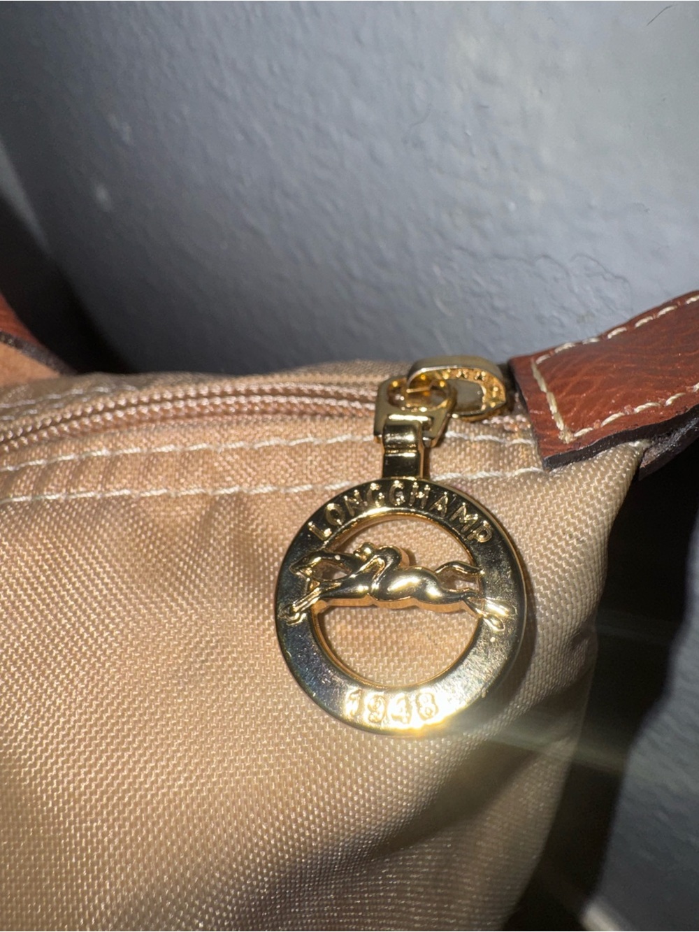 Longchamp Le Pliage Small Top Handle Bag - Beige/Tan - Picture 5 of 10